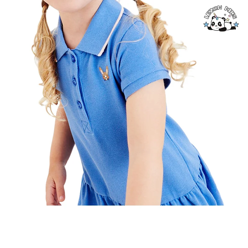 LEZONKIDS - Factory Outlet Children's Polo Style Cute Girls Dress Knitted Cotton Casual Girls Dresses